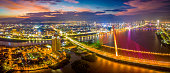 Aerial view of Tran Thi Ly bridge which is a very famous destination...