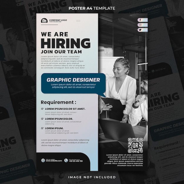 Premium PSD | Designer Graphic Job Vacancy Poster A4 or Banner Template