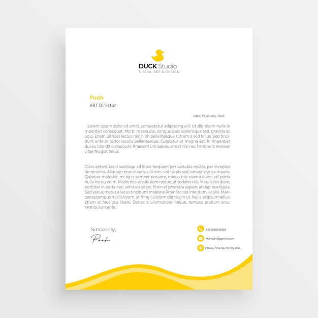 Premium PSD | Elegant modern letterhead template design yellow