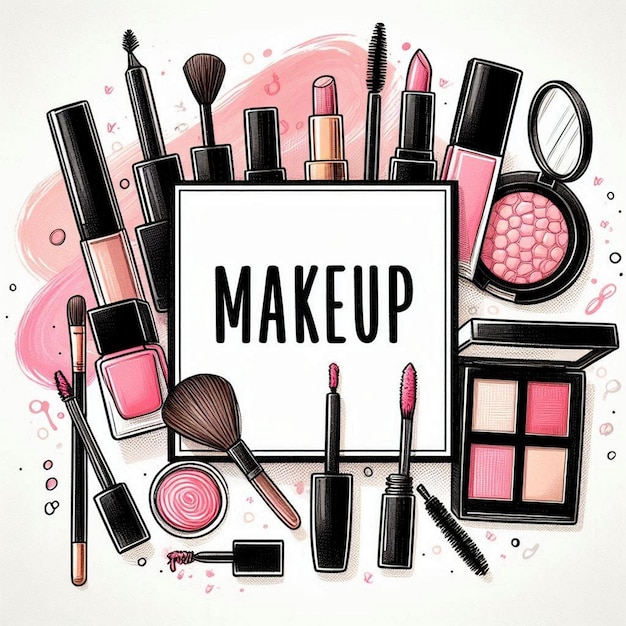Fun background with hand drawn make up | Premium AI-generated image