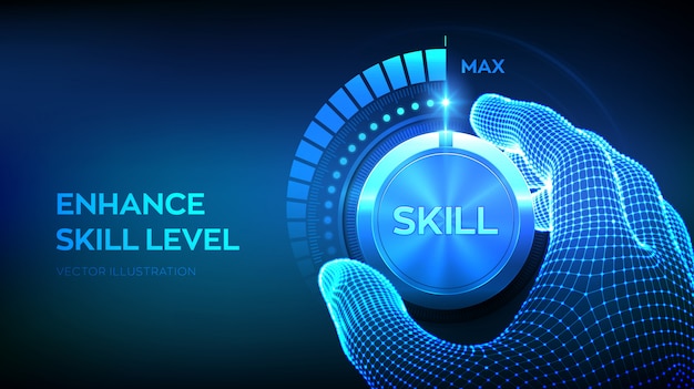 skill levels knob button. increasing skills level